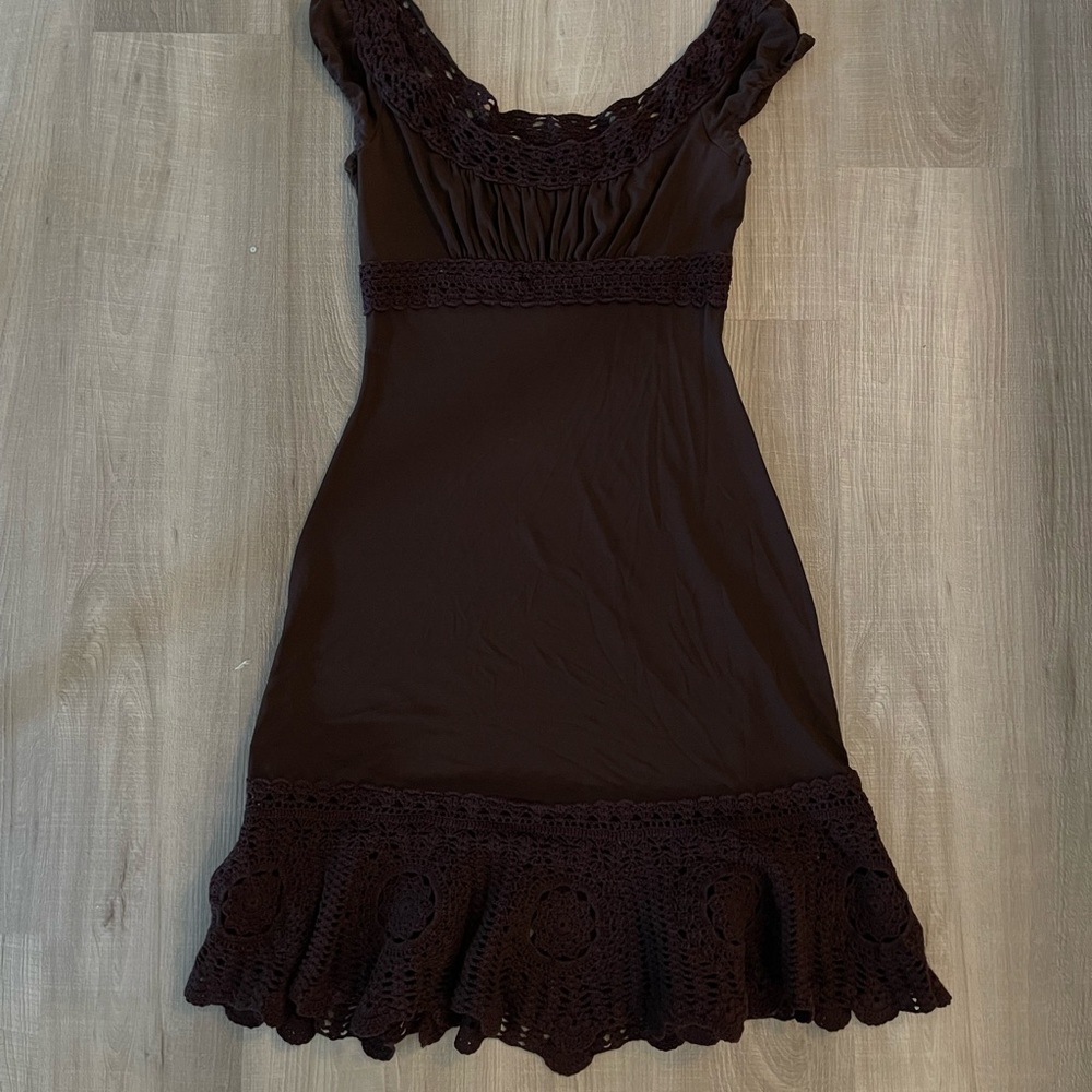 BCBG brown crochet dress